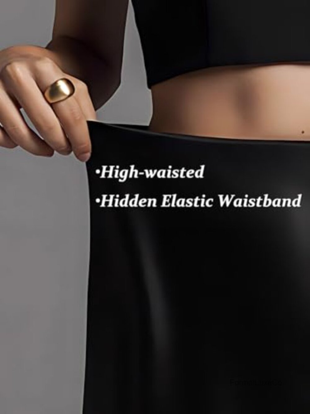 Satin Maxi Skirt High Waisted A-Line Flowy Ankle Length - Picture 4 of 6